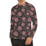 Colorful Swirl Lollipop Pattern Print Men's Long Sleeve Rash Guard