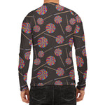 Colorful Swirl Lollipop Pattern Print Men's Long Sleeve Rash Guard