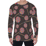 Colorful Swirl Lollipop Pattern Print Men's Long Sleeve T-Shirt
