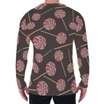 Colorful Swirl Lollipop Pattern Print Men's Long Sleeve T-Shirt