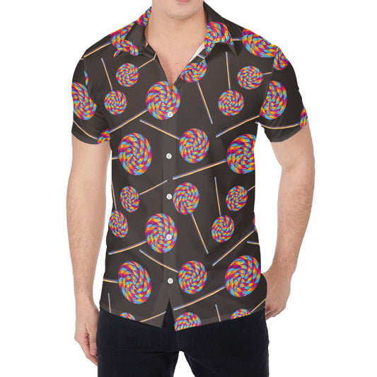 Colorful Swirl Lollipop Pattern Print Men's Shirt