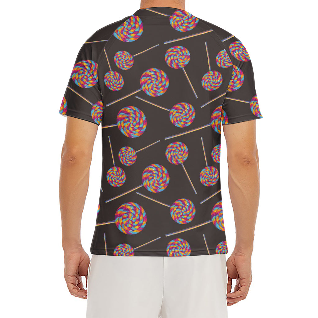 Colorful Swirl Lollipop Pattern Print Men's Short Sleeve Rash Guard
