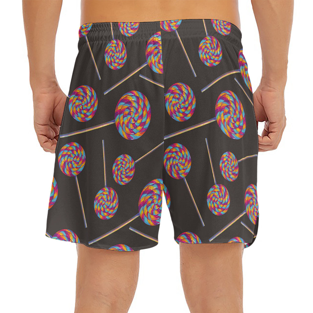 Colorful Swirl Lollipop Pattern Print Men's Split Running Shorts