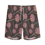 Colorful Swirl Lollipop Pattern Print Men's Sports Shorts
