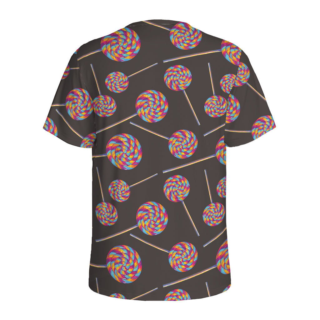 Colorful Swirl Lollipop Pattern Print Men's Sports T-Shirt