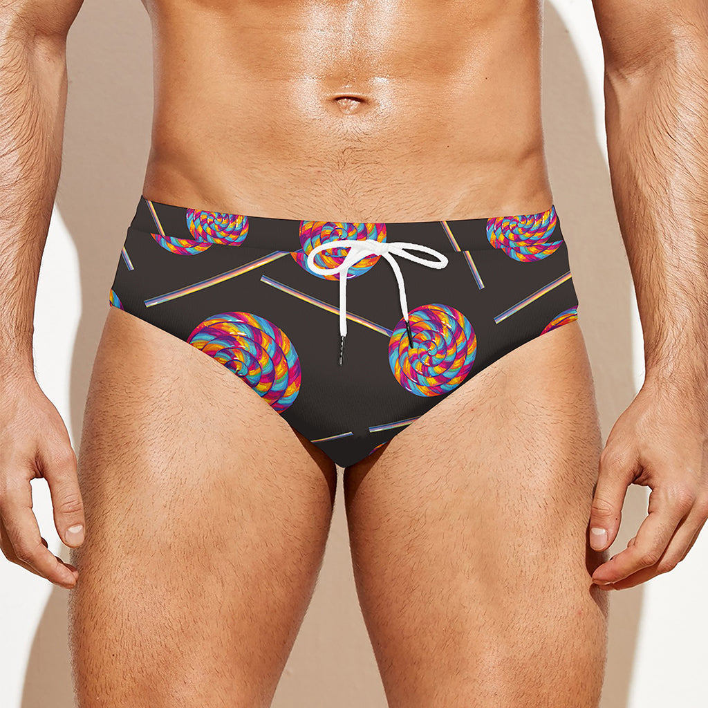 Colorful Swirl Lollipop Pattern Print Men's Swim Briefs