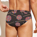 Colorful Swirl Lollipop Pattern Print Men's Swim Briefs