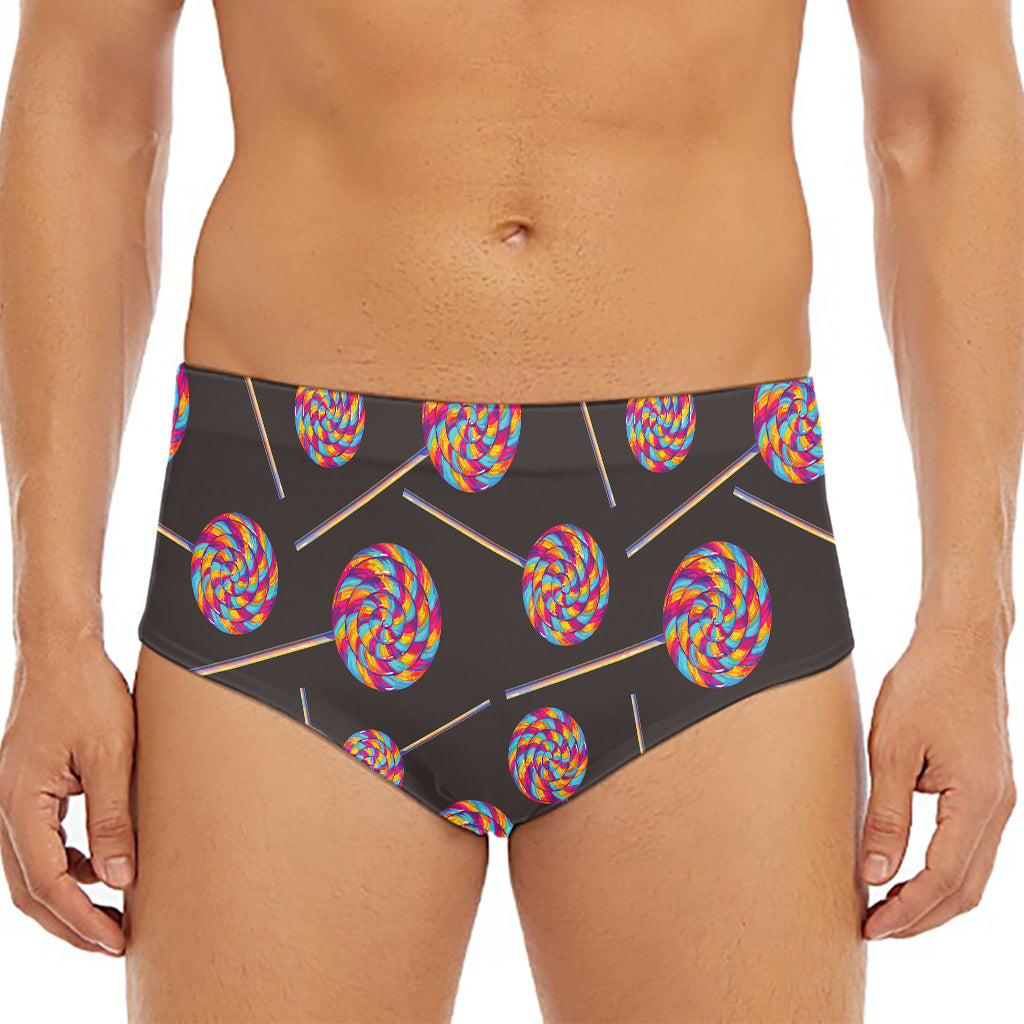 Colorful Swirl Lollipop Pattern Print Men's Triangle Swim Briefs