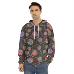 Colorful Swirl Lollipop Pattern Print Men's Velvet Pullover Hoodie