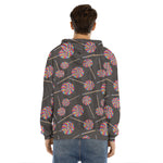 Colorful Swirl Lollipop Pattern Print Men's Velvet Pullover Hoodie