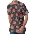 Colorful Swirl Lollipop Pattern Print Men's Velvet T-Shirt