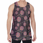 Colorful Swirl Lollipop Pattern Print Men's Velvet Tank Top