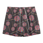 Colorful Swirl Lollipop Pattern Print Mesh Shorts