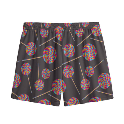 Colorful Swirl Lollipop Pattern Print Mesh Shorts