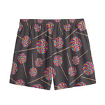 Colorful Swirl Lollipop Pattern Print Mesh Shorts
