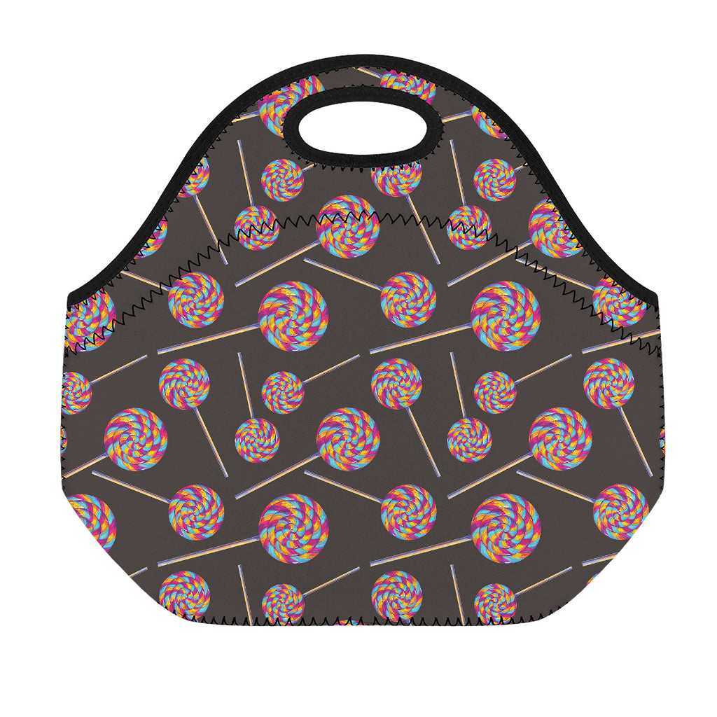 Colorful Swirl Lollipop Pattern Print Neoprene Lunch Bag