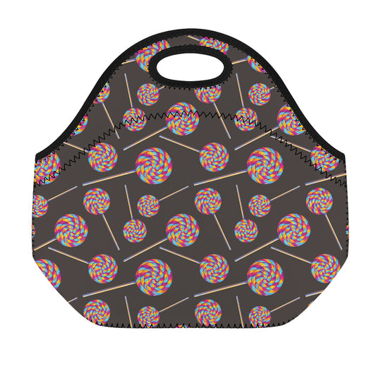 Colorful Swirl Lollipop Pattern Print Neoprene Lunch Bag
