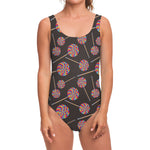 Colorful Swirl Lollipop Pattern Print One Piece Swimsuit