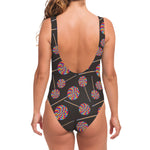 Colorful Swirl Lollipop Pattern Print One Piece Swimsuit