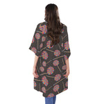 Colorful Swirl Lollipop Pattern Print Open Front Beach Cover Up