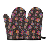Colorful Swirl Lollipop Pattern Print Oven Mitts