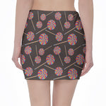 Colorful Swirl Lollipop Pattern Print Pencil Mini Skirt