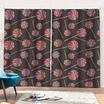 Colorful Swirl Lollipop Pattern Print Pencil Pleat Curtains
