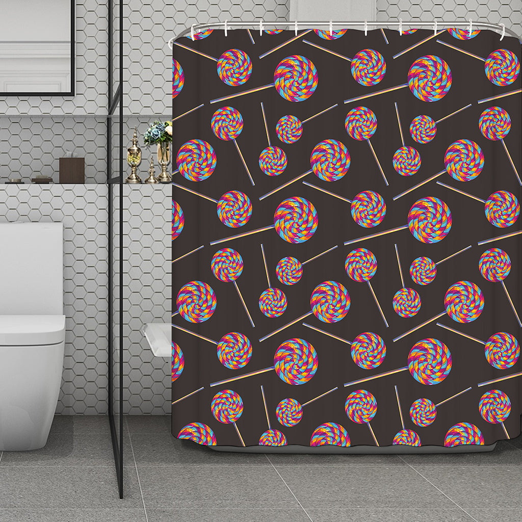 Colorful Swirl Lollipop Pattern Print Polyester Shower Curtain