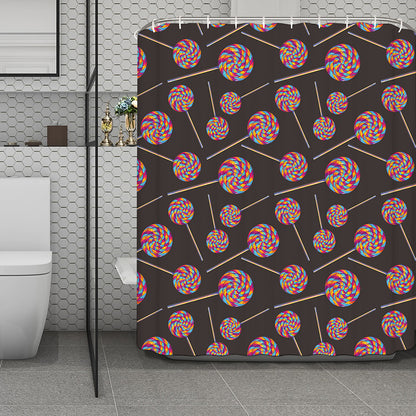 Colorful Swirl Lollipop Pattern Print Polyester Shower Curtain
