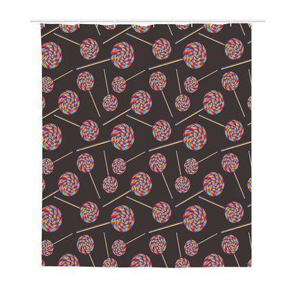 Colorful Swirl Lollipop Pattern Print Polyester Shower Curtain
