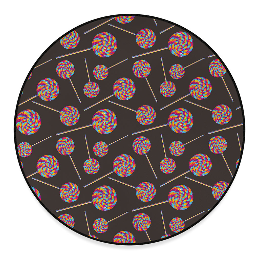 Colorful Swirl Lollipop Pattern Print Round Floor Mat