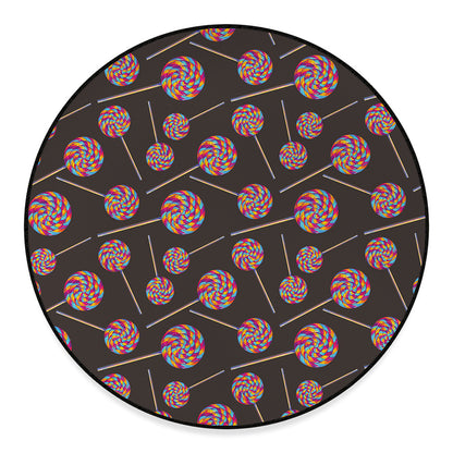 Colorful Swirl Lollipop Pattern Print Round Floor Mat