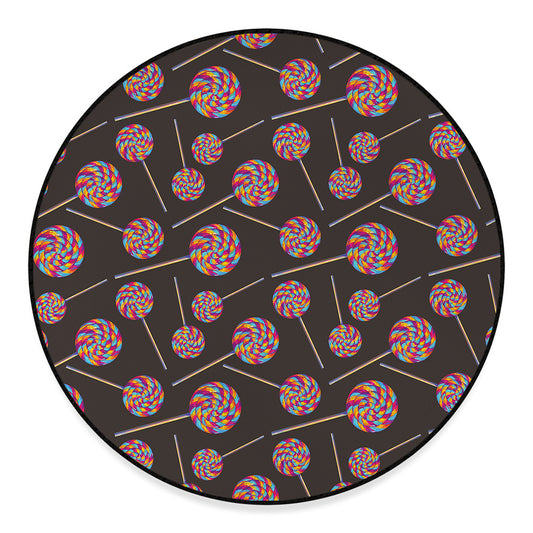 Colorful Swirl Lollipop Pattern Print Round Floor Mat