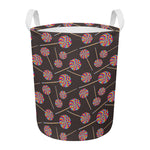 Colorful Swirl Lollipop Pattern Print Round Laundry Basket
