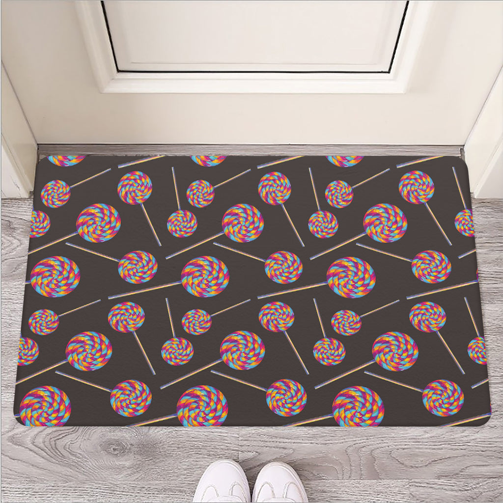Colorful Swirl Lollipop Pattern Print Rubber Doormat