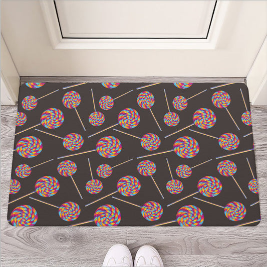 Colorful Swirl Lollipop Pattern Print Rubber Doormat