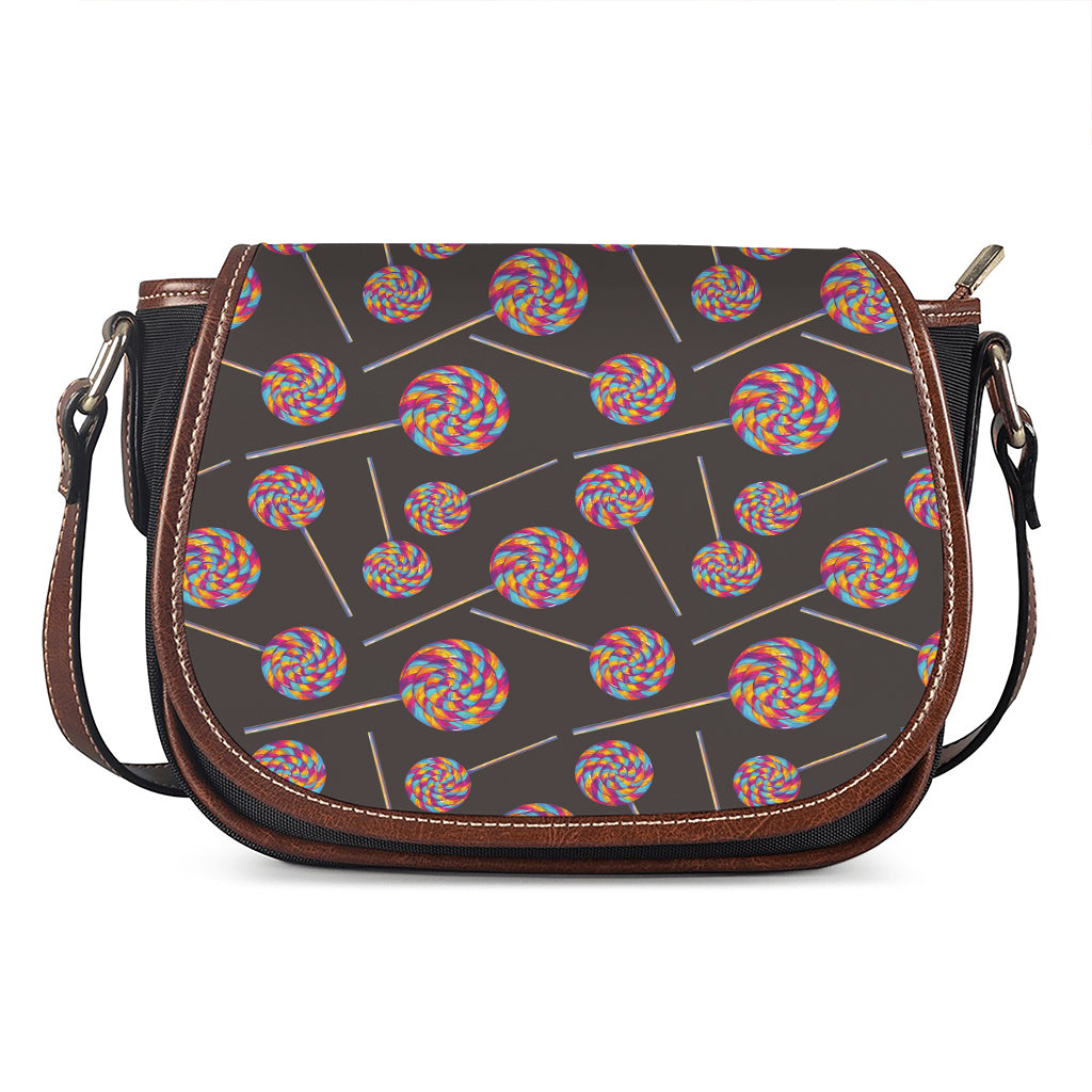 Colorful Swirl Lollipop Pattern Print Saddle Bag