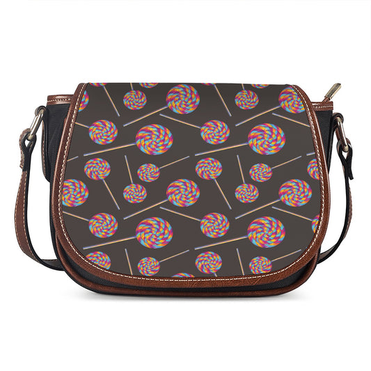 Colorful Swirl Lollipop Pattern Print Saddle Bag