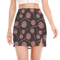 Colorful Swirl Lollipop Pattern Print Side Slit Mini Skirt