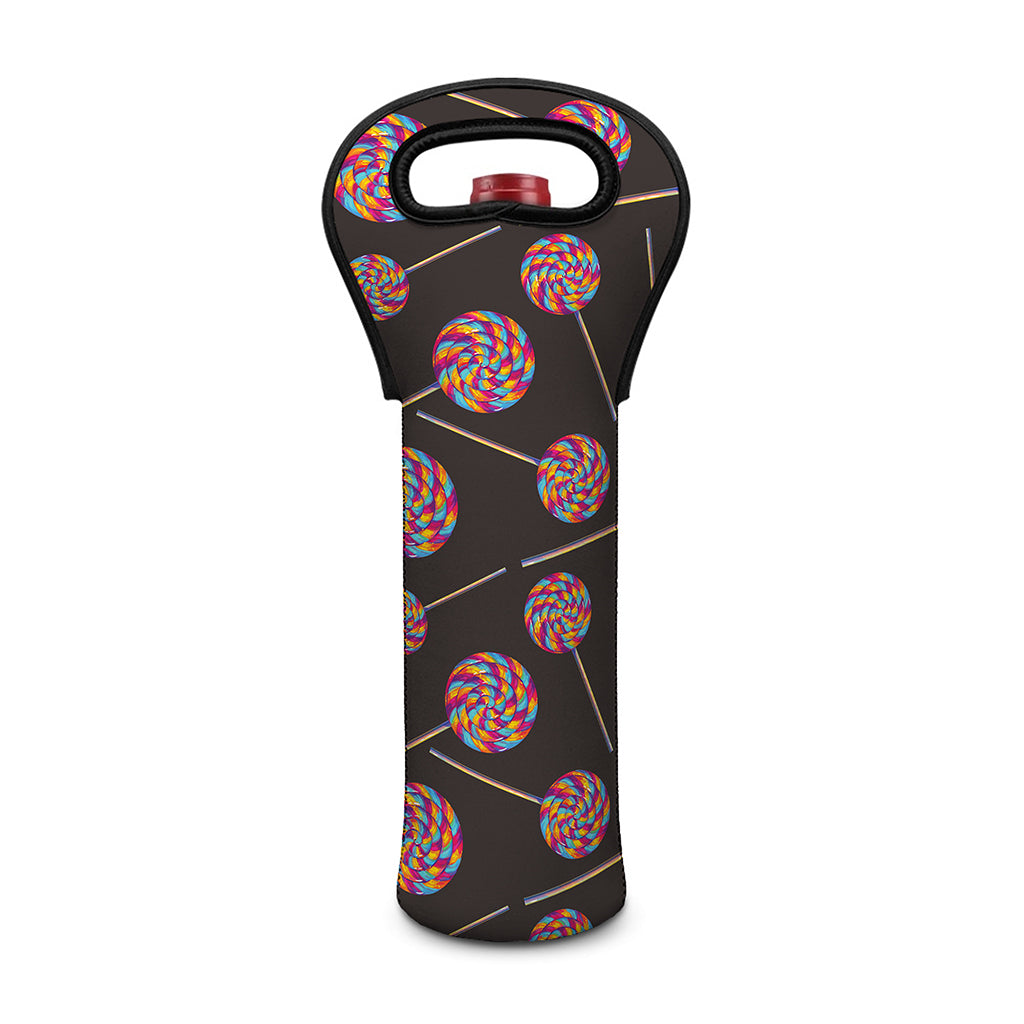 Colorful Swirl Lollipop Pattern Print Single Neoprene Wine Tote