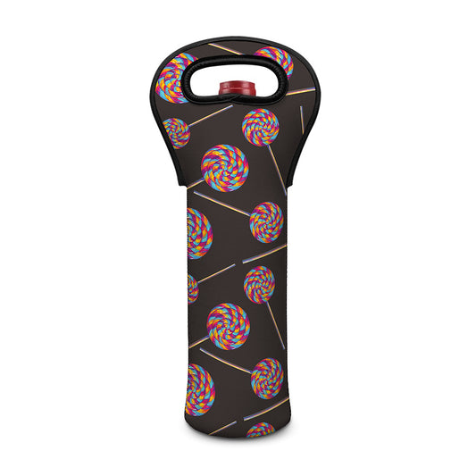 Colorful Swirl Lollipop Pattern Print Single Neoprene Wine Tote