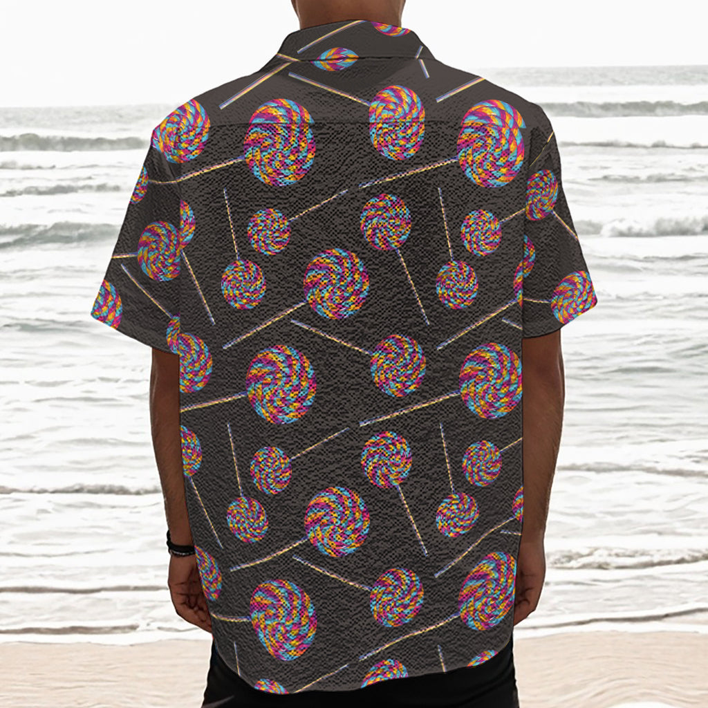 Colorful Swirl Lollipop Pattern Print Textured Short Sleeve Shirt