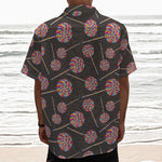 Colorful Swirl Lollipop Pattern Print Textured Short Sleeve Shirt