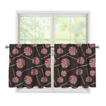 Colorful Swirl Lollipop Pattern Print Tier Curtains