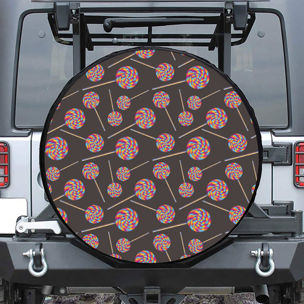 Colorful Swirl Lollipop Pattern Print Tire Cover