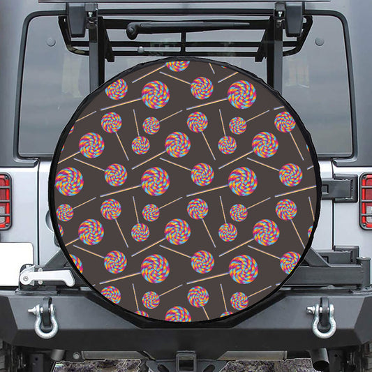 Colorful Swirl Lollipop Pattern Print Tire Cover