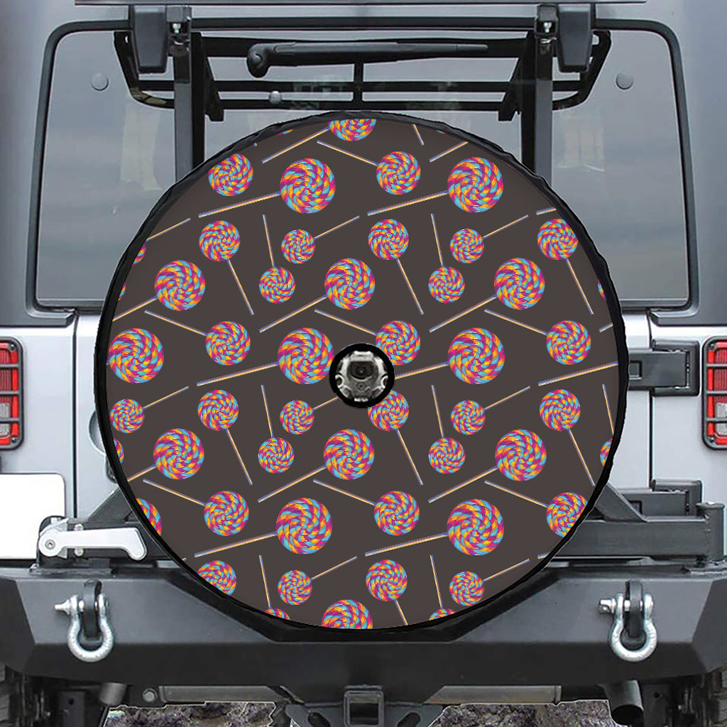 Colorful Swirl Lollipop Pattern Print Tire Cover With Camera Hole