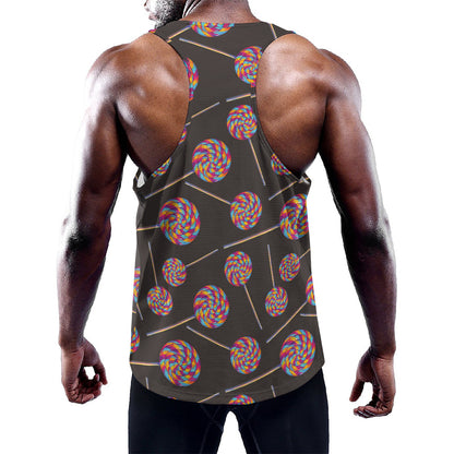 Colorful Swirl Lollipop Pattern Print Training Tank Top