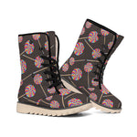 Colorful Swirl Lollipop Pattern Print Winter Boots