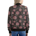 Colorful Swirl Lollipop Pattern Print Women's Bomber Jacket